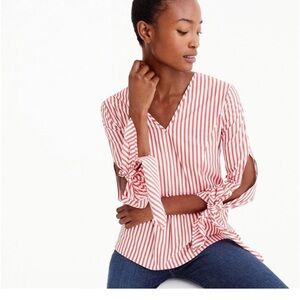 J.Crew White and Red striped Women’s Top Sz XL